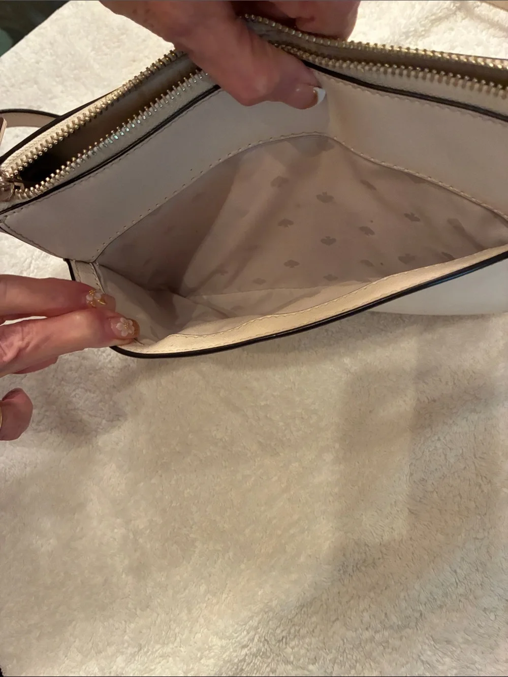 Structured Cream Crossbody Bag with Gold Accent